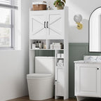 Homhedy Wooden Over The Toilet Storage Cabinet with Barn Door by Homhedy