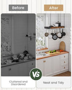 CHOEZON 31.7-Inch Hanging Pot Rack, Space-Saving Pot Hanger for Kitchen, Ceiling Pan Hanging Rack with 16 Detachable S Hooks, Sturdy Metal Frame, Industrial Style, Rustic Brown and Black TPR09BF - Image 5
