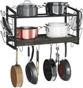 CHOEZON Hanging Pot Rack, Pot Rack Wall Mounted, 2-Tier Kitchen Pot and Lid Organizer, Wall-Mounted Cookware Holder with 12 Hooks, for Kitchen Storage of Pots, Pans, Utensils, Charcoal Black TPR02BC by Choezon