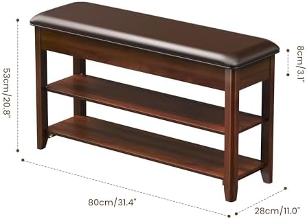 LBT Solid Wood Entryway Shoe Rack Bench with Storage - Image 2