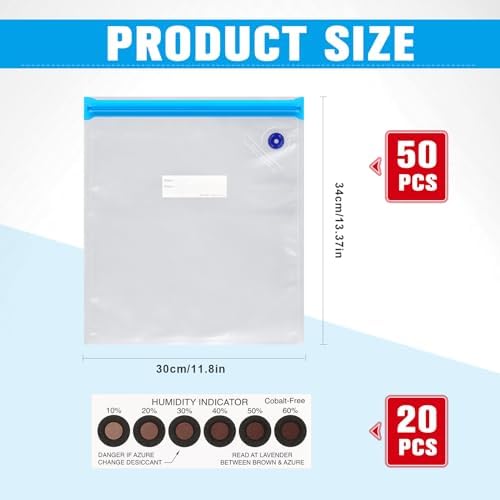 Jetec 70 Pcs 3D Filament Storage Bags Vacuum Sealed Kit Humidity Cards - Image 2