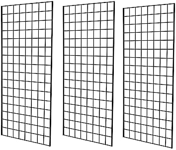 Commercial Grade Gridwall Panels – Heavy Duty Grid Panel for Any Retail Display, 2’ Width x 4’ Height, 3 Gridwall Panels Per Carton (Black Finish) by Home