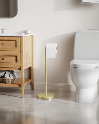 BWE Brushed Gold Toilet Paper Holder Stand, SUS304 Stainless Steel Modern - Image 2