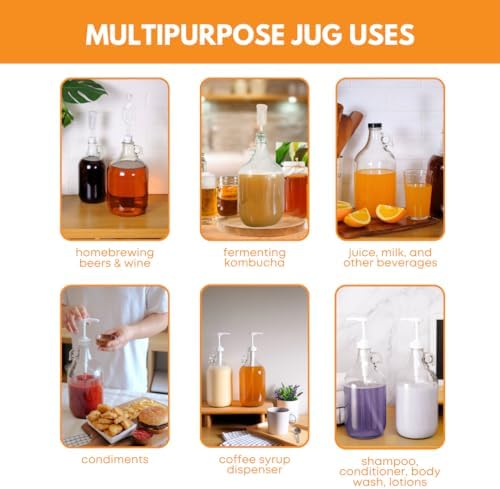 64oz Glass Jug 4-Pack with Polyseal Caps for Water, Juice and Storage - Image 6