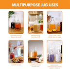 64oz Glass Jug 4-Pack with Polyseal Caps for Water, Juice and Storage - Image 6