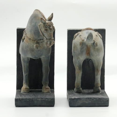 Lukitas Tang Horse Decorative Bookends, Heavy Duty Non-Slip Book Holders - Image 4