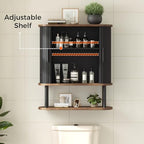 Fluted Bathroom Wall Cabinet with Tambour Sliding Door, Black - Image 6