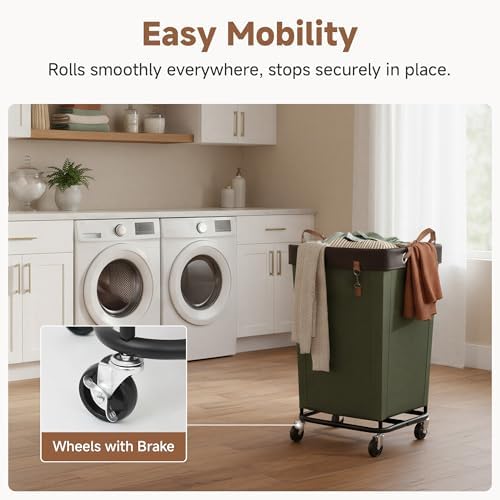 StorageWorks 160L Laundry Basket with Wheels, Rolling Hampers for Clothing - Image 4