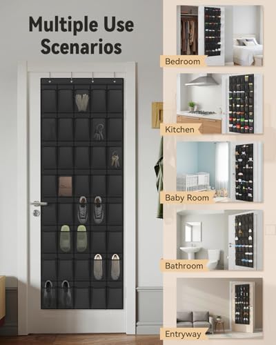 dodowin Over Door Shoe Organizers, 2 Pack, 40 Pockets Each, Black - Image 2