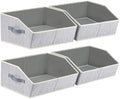 Homsorout Trapezoid Closet Shelf Organizer - Large Baskets for Organizing, Storage Baskets for Shelves, Cubbies Storage Bins for Clothes, Books, Blankets, 4 Pack, Light Gray by Homsorout
