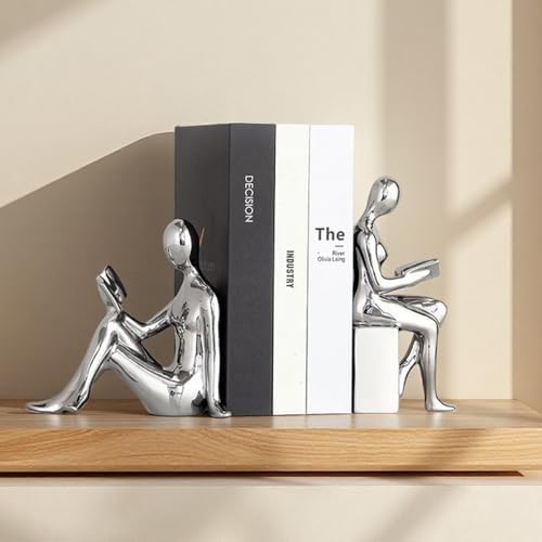 Decorative Bookends, Ceramic Book Ends for Shelves, Home Office Decor - Image 2