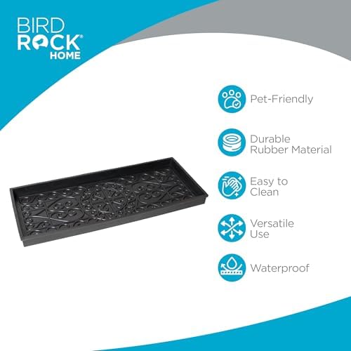 BIRDROCK HOME Large Rubber Boot Tray, Black, 34x14in - Image 5