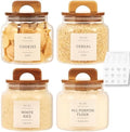4 Pack Glass Pantry Storage Containers with 132 Pantry Labels - 37 FL OZ Kitchen Glass Canisters with Bamboo Airtight Lids - Farmhouse Glass Pantry Jars for Cookie, Rice, Pasta, Cereal, Bath Salt by CZDYSM