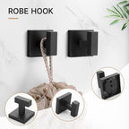 TQKAG Matte Black Bathroom Hardware Accessories Set 10 Pieces, 23.6" SUS304 Stainless Steel Towel Bar Set Wall Mounted Includes Single Towel Bar, Towel Ring, Toilet Paper Holder, Double Towel Hooks - Image 2
