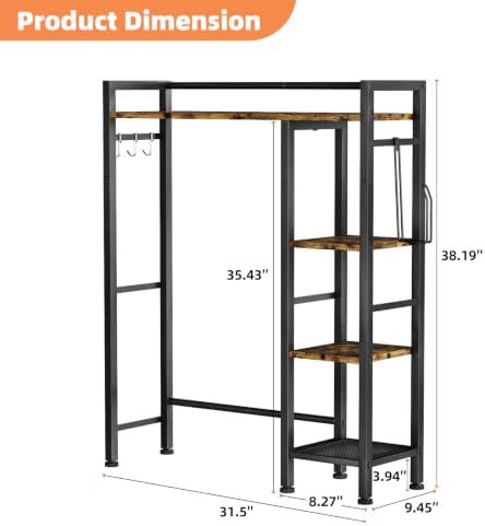 Over The Toilet Storage with Side Rack, 4-Tier Over Toilet Storage Rack with Thick Wood Top Shelf & 3 Small Side Shelves, Freestanding Bathroom Organizer for Bathroom, Laundry, Balcony (Vintage Brown) - Image 2