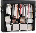 Mavivegue Clothes Organizer with 4 Hanging Rods, Portable Closet Wardrobe, Non-Woven Fabric Cover, Large Capacity Storage for Bedroom and Living Room,Black, 67" W x 17" D x 67" H by Mavivegue