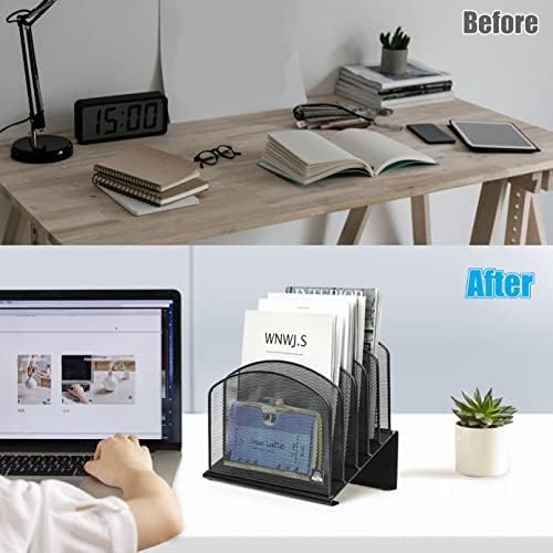 Delifox 2 Pack Inclined Desk File Organizer, 5 Slot Desktop File Folder Holder Document Holder Sorter Organization and Accessories for Office School Classroom - Image 7