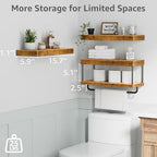 QEEIG Bathroom Floating Shelves Over Toilet (Brown, Set of 3, 15.7") - Image 3