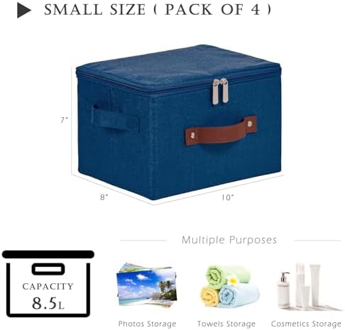 4PCS Storage Bins with Zipper Lids Decorative Lidded Basket Box - Image 3