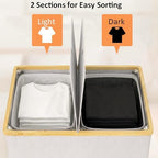 efluky Double Laundry Hamper with Lid and 2 Removable Bags, Light Grey - Image 3