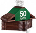 ZENY Wooden Hangers 50 Pack, Solid Wood Hanger with Non Slip Pant Bar by ZENY