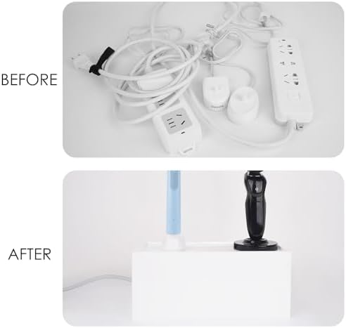 Linkidea Bathroom Cable Organizer Box for Electric Toothbrush & Razor Chargers, Cord Hider Storage Case, Countertop Clutter-Free Vanity Organizer (White) - Image 4