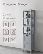 VASAGLE Bathroom Floor Cabinet, 2 Drawers, 55.7”H, Dove Gray - Image 5