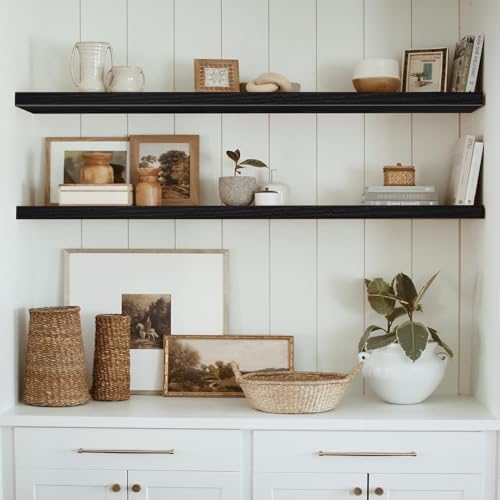 QEEIG Extra Long Floating Shelves for Wall (Black, Set of 2, 55.1") - Image 2