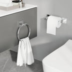 RUACQ Chrome Toilet Paper Holder & Towel Ring, Bathroom Accessories - Image 2