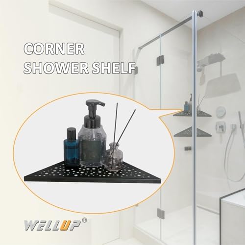 WELLUP Shower Corner Shelf 2 Pack,10" Shower Shelf for Tiled Wall Black - Image 6