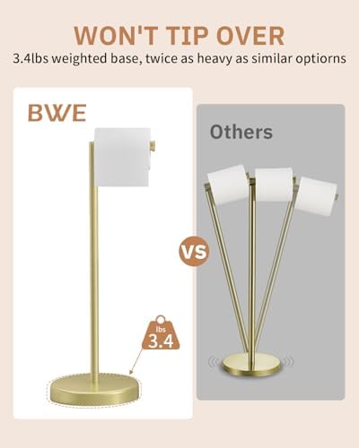 BWE Brushed Gold Toilet Paper Holder Stand, SUS304 Stainless Steel Modern - Image 4