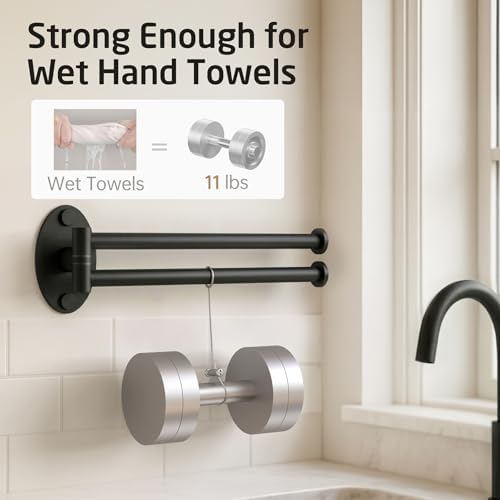 KES Swivel Towel Bar 9-Inch, for Kitchen and Bathroom, Black, Wall Mount - Image 3