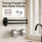 KES Swivel Towel Bar 9-Inch, for Kitchen and Bathroom, Black, Wall Mount - Image 3