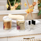 Fustylead 4 Pack Vintage Bee and Flowers Plastic Apothecary Jars with Lid, Bathroom Vanity Storage Organizer Canister for Qtip, Cotton Ball, Swab, Round Pads, Floss - Image 6