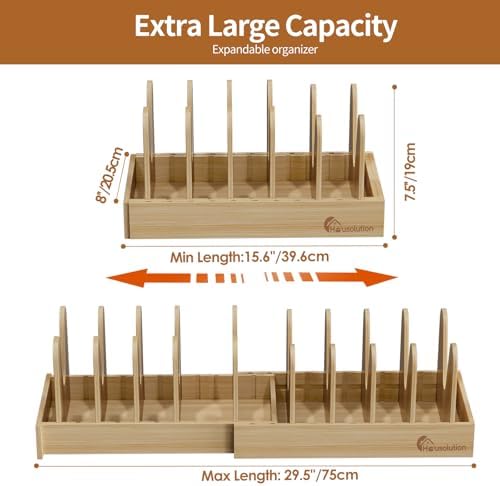Housolution Bamboo Pot and Pan Lid Organizer Holder Storage Rack - Image 6