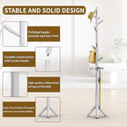 Solid Wood Coat Rack, Freestanding Tree-Shaped Coat Rack with 11 Hooks, Main Pole 1.6" dia for Clothes, Hat Stand Used in Bedroom/Office/Entryway (3-Leg Base, White) - Image 3