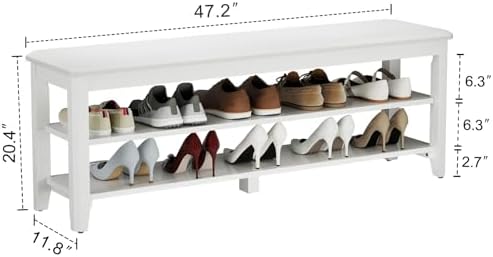 AQIMUELE Wood Shoe Rack Bench, 2 Tier Shoe Rack for Front Door Entrance - Image 2
