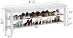 AQIMUELE Wood Shoe Rack Bench, 2 Tier Shoe Rack for Front Door Entrance - Image 2
