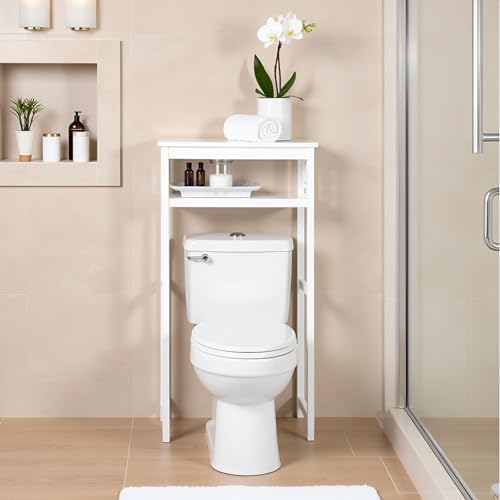 Alaterre Derby Over the Toilet Storage Shelf, White, 27”W x 8”D x 44”H - Image 7