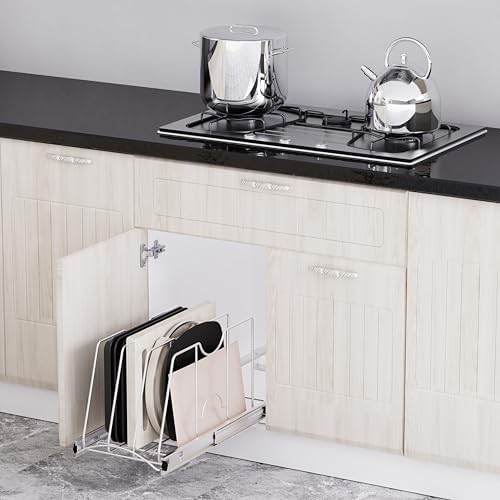 Pull Out Cookie Sheet Organizer, 10" W x 22" D x 11" H, Chrome - Image 6