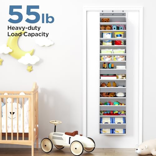Mefirt Over The Door Organizer, 7 Tier Door Hanging Organizers with 7 Large Pockets 12 Side Pockets, Behind Door Storage Hanging Shelves for Closet Bathroom Bedroom Nursery - Image 5
