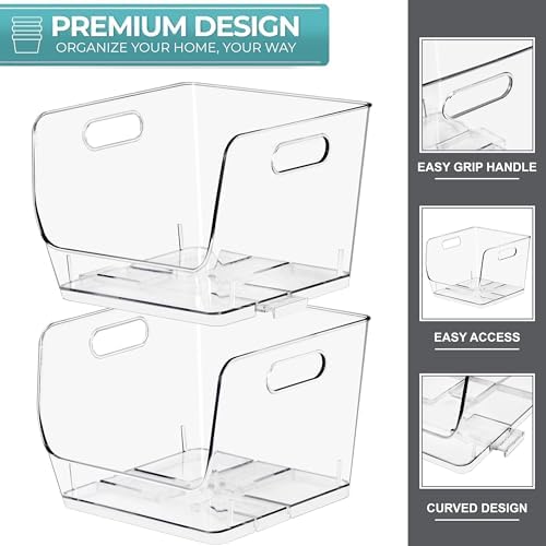 Sorbus Clear Pantry Organizer with Stackable Storage Bins, Open Front - Image 6