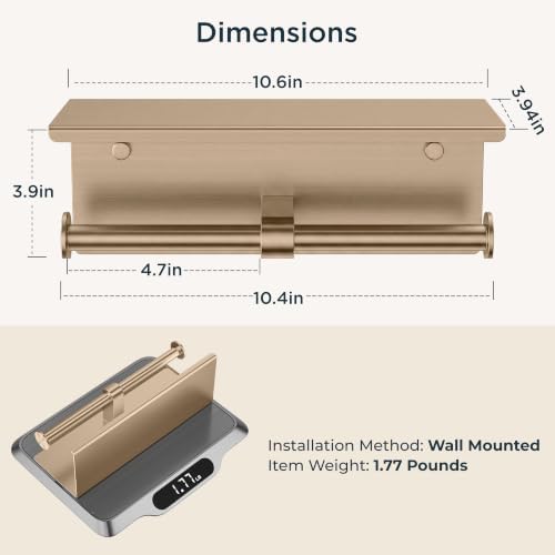 FORIOUS Toilet Paper Holder with Shelf, Commercial Toilet Paper Dispensers - Image 7