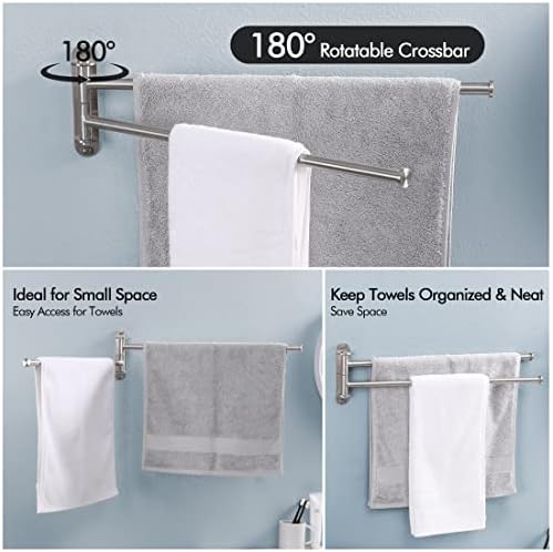 KES 19.5-Inch Bathroom Towel Rack, Swivel Towel Rack 2-Arm, Swing Out Double Towel Bar Wall Mounted, SUS304 Stainless Steel Brushed Finish, A2103S2L50-2 - Image 5