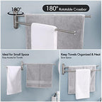 KES 19.5-Inch Bathroom Towel Rack, Swivel Towel Rack 2-Arm, Swing Out Double Towel Bar Wall Mounted, SUS304 Stainless Steel Brushed Finish, A2103S2L50-2 - Image 5