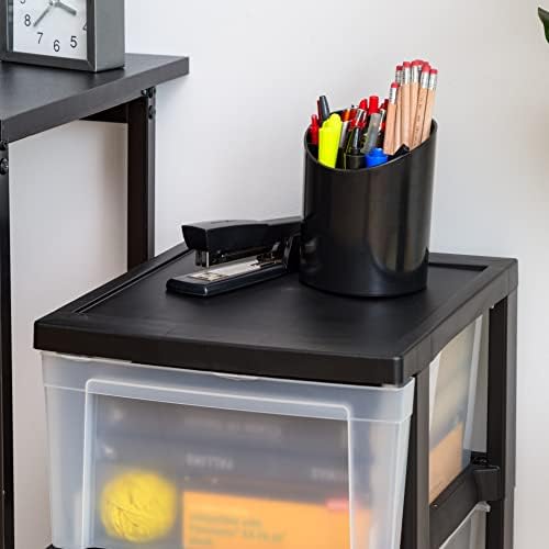 IRIS USA 3-Drawer Slim Narrow Storage Organizer, 2-Pack, Black/Clear - Image 6