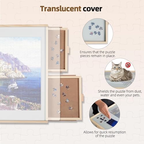 ALL4JIG 2000 Pieces 2-in-1 Tilting&Rotating Puzzle Board for Adults,Wooden Jigsaw Puzzle Table with 4 Drawers, 28.5 "x40.16 Portable Board with Lazy Susan and Cover,with a Tabletop Easel-Style Tilt - Image 5