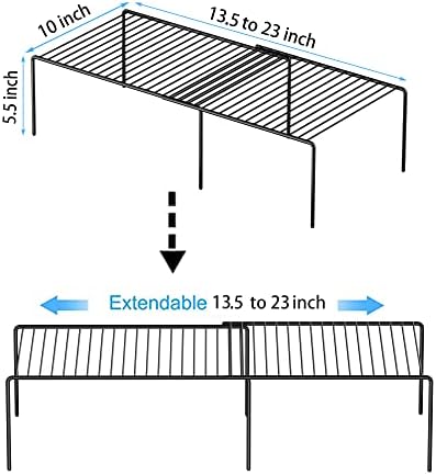 Redrubbit Expandable Metal Rustproof Kitchen Counter and Shelf Rack, 4 Piece Set of 2, Space Saver for Kitchen, Fridge, Bathroom - Image 3