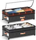 XXL Under Bed Storage with Wheels, 2 Pack 70L Extra Large Rolling Organizer, Heavy-Duty Foldable Storage Container with Lids, Fits 10" Clearance, Black by Unknown