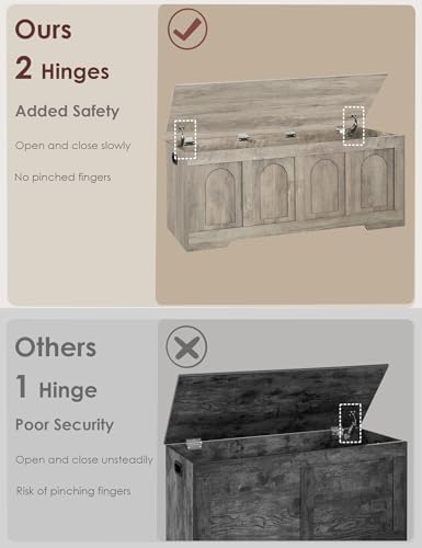 DINZI LVJ Storage Chest, Wooden Toy Box, Gray Wash 47.2" L - Image 4